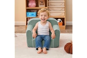 DAICO Ultra-Soft Foam Kids Sofa Chair, Cozy Toddler Bean Bag Chair with Armrests for Boys and Girls, Teddy Lazy Sofa Couch for Reading & Playing, Green, Small