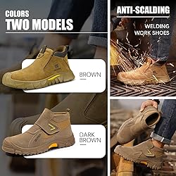 GLANOUDUN Welding Boots for Men Slip on Work Boots