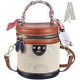EHWZ 2025 Colorblock Bucket Bag for Women,Retro Crossbody Bags for Women Female PU Leather Color Contrast Cylinder