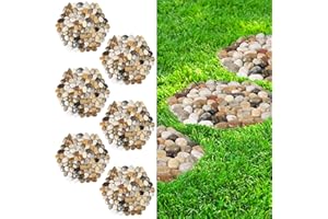 River Rock Stepping Stones Outdoor for Garden Walkway, 10 inch 6 Pcs Hexagon Shape Paver Step Stones Polished Pebble River St