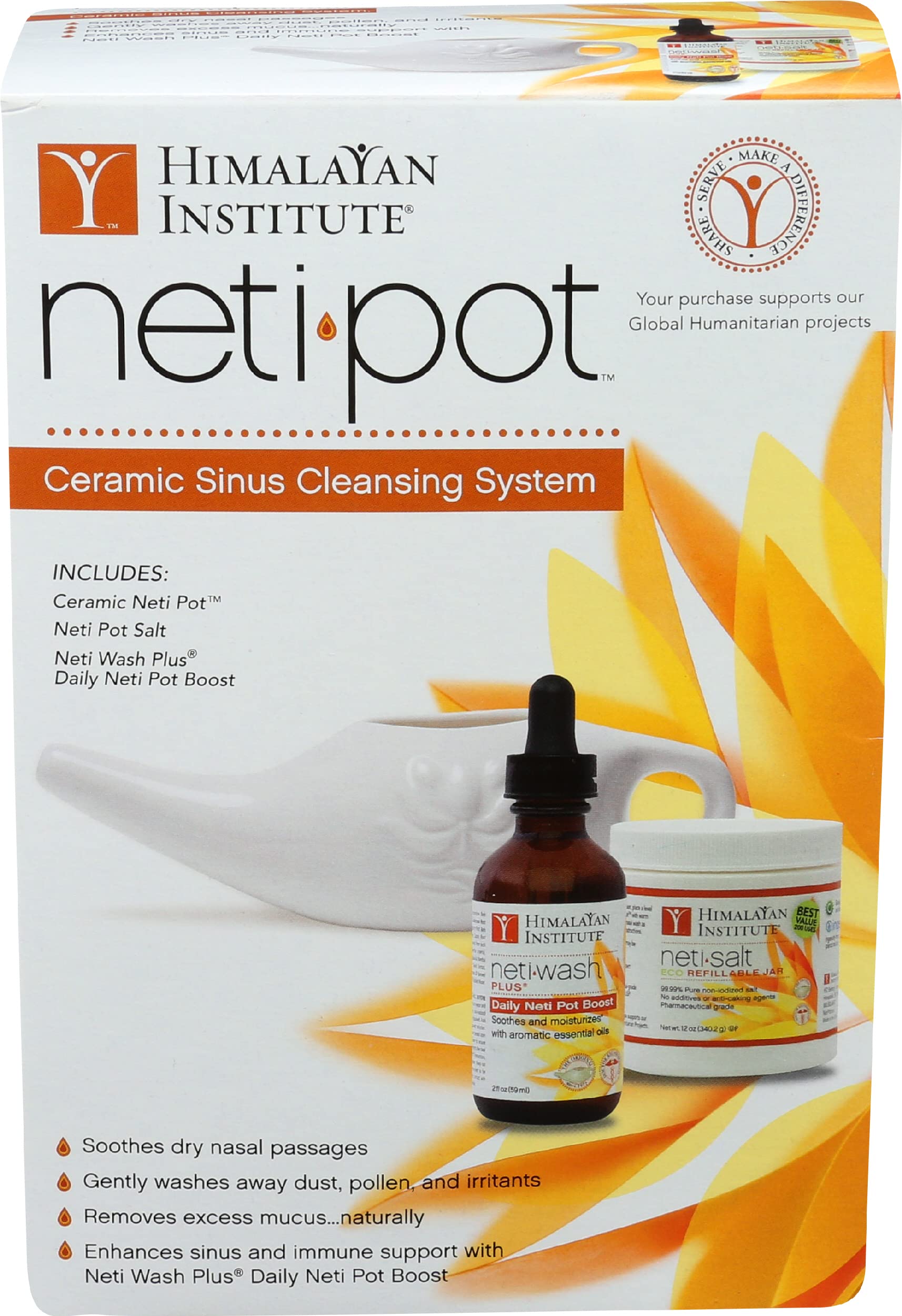 Himalayan Chandra Neti Pot Complete Sinus Cleansing System Starter Kit