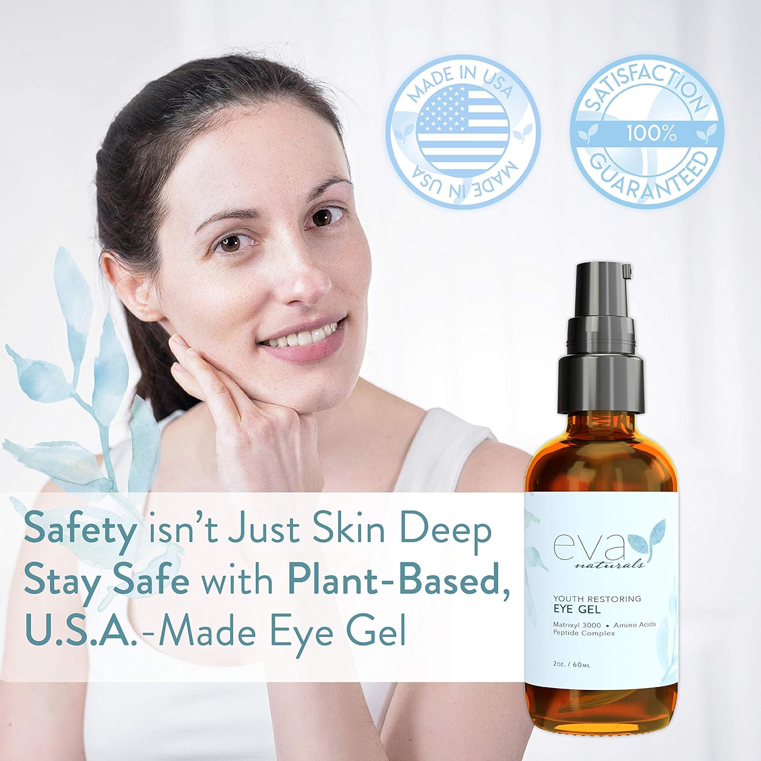 Eye Gel - Larger Size 2 oz Bottle - Best Firming Eye Cream Treatment for Dark Circles, Puffy Eyes, Crow's Feet, Fine Lines & Under Eye Wrinkles by Eva Naturals: Beauty