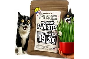 FIEND Cat Grass Seed Favorites Non-GMO Wild Native Blend Chosen by Most Kitties+Grows 19 Pots (200 Sq in) in 5 Days So Fresh It Sprouts Faster and Trusted by Vets for Indoor Cats 7000+ Seeds
