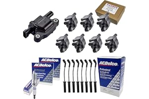 8 AD Auto Parts Ignition Coils + 8 OEM 41-962 Double Platinum Spark Plugs + 8 OEM 9748HH Spark Plug Wires Compatible With D513A