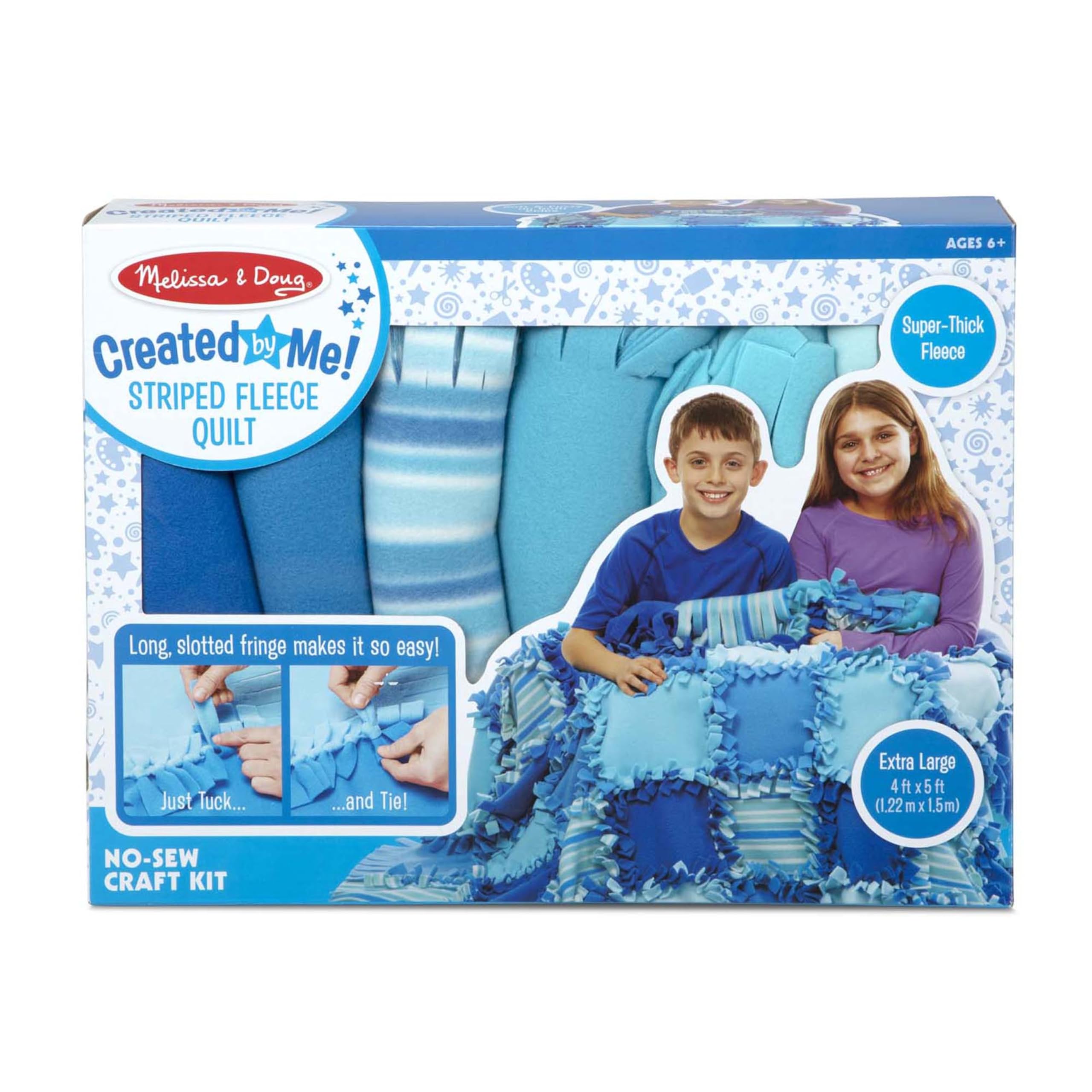 Melissa & Doug Created by Me! Striped Fleece Quilt No-Sew Craft Kit (48 Squares, 4 feet x 5 feet)