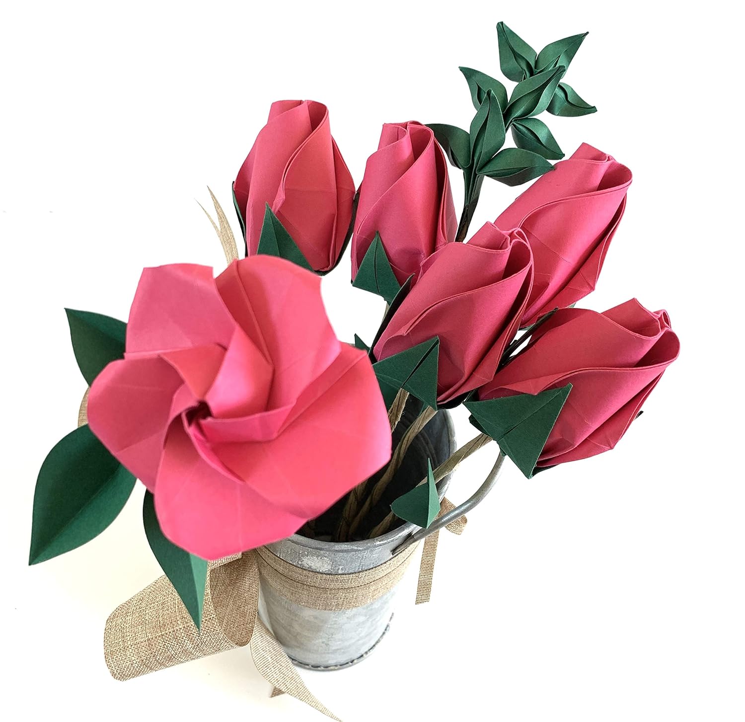 Handmade Pink Origami Roses made of paper Handmade