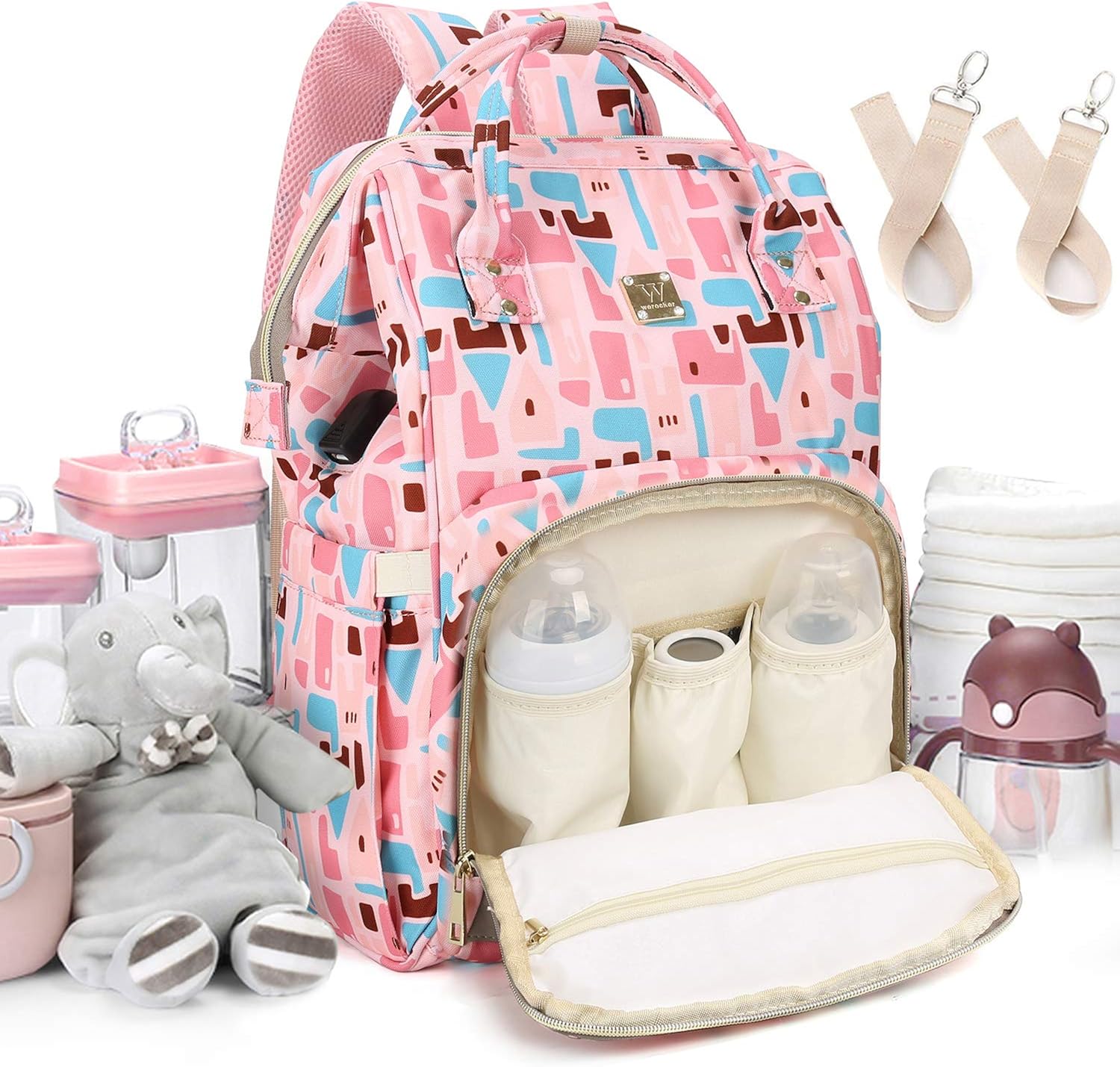 pink diaper bag tote