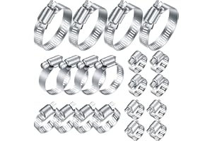 JMHNEWHOPE 20 Pcs Hose Clamps Stainless Steel, 1/4-2 in (6-51mm) Adjustable Worm Gear Pipe Hose Clamps, Heavy Duty Fuel Line Hose Clamps for Plumbing, Automotive, Dishwasher, Washing Machine, Mechanical