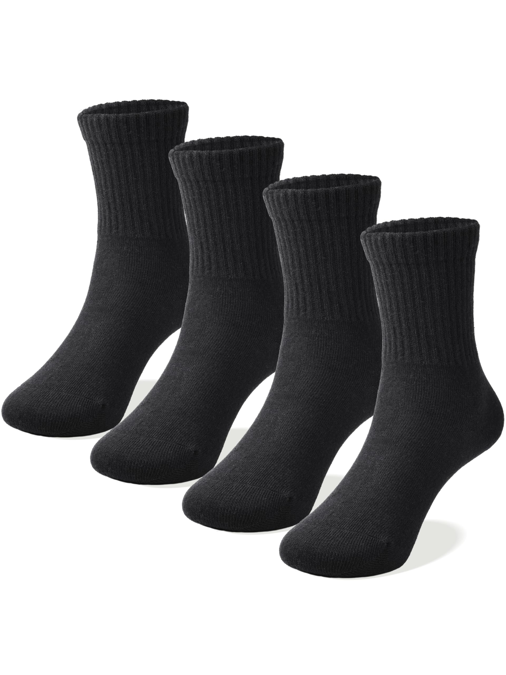 Photo 1 of COTTON DAY Unisex School Kids Boys Girls Soft Cotton Athletic Socks 8-10 Years All Black Size L (10)