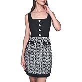 Karl Lagerfeld Women's Sleeveless Tweed A-line Dress with Pearl Buttons