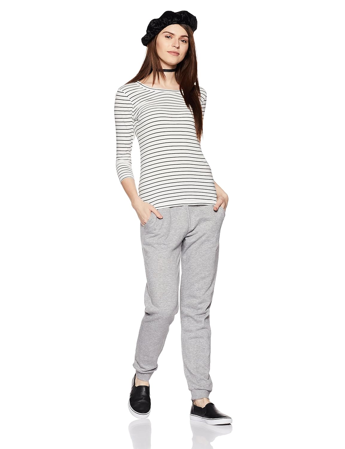 symbol amazon brand women's striped regular fit t-shirt