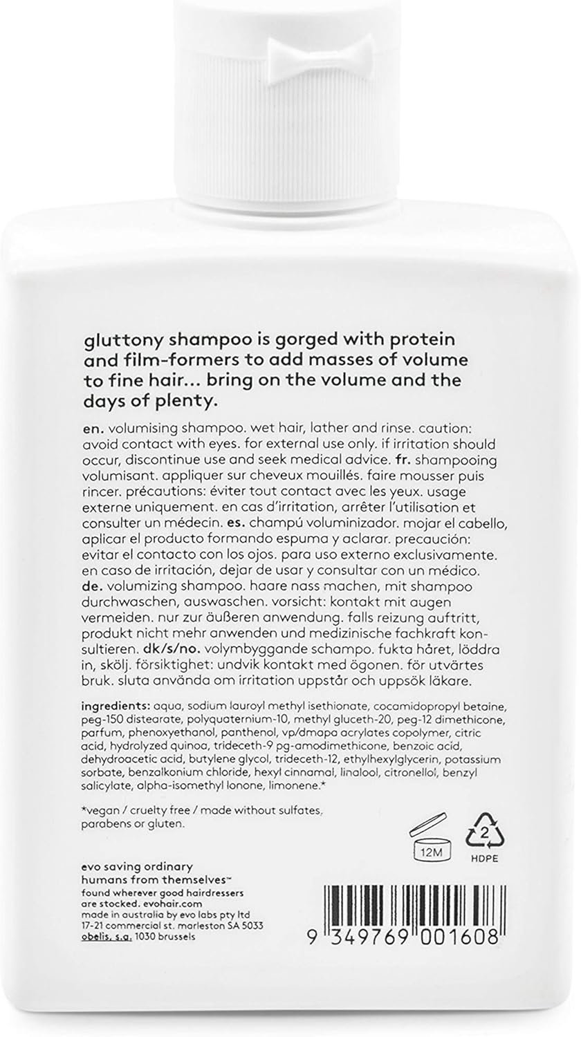 Evo Gluttony Volumising, Sulphate-Free Shampoo for Fine Hair - Volumises, Strengthens, Colour Safe & Vegan - 300 mL - Image 3