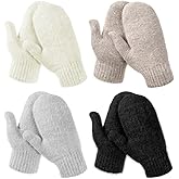 Hicarer Women's Winter Mittens - Knitted Gloves, Warm Fleece & Double Wool