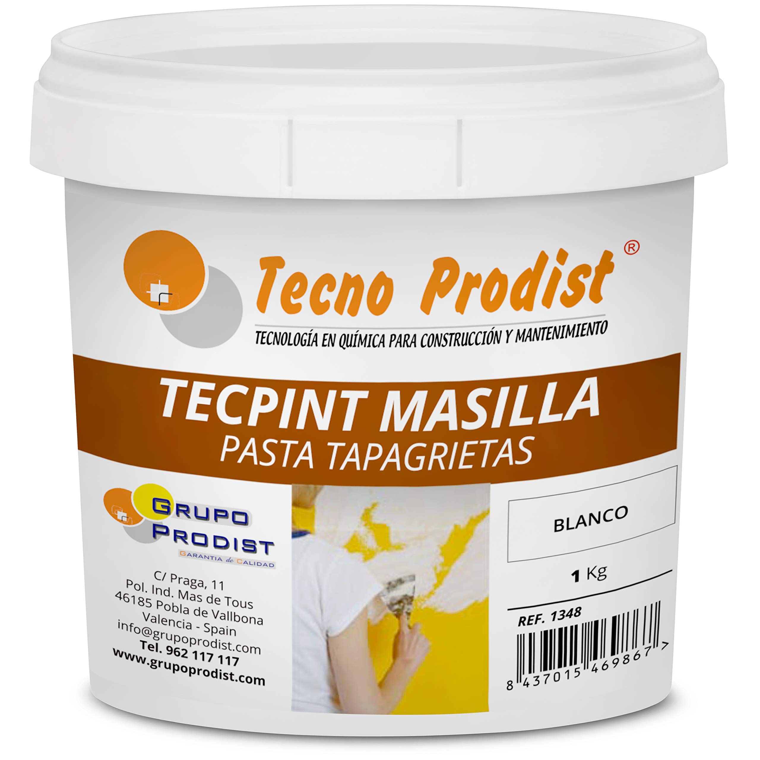 TECPINT Tecno Prodist Wall Putty 1 kg (White) Wall Filler Putty Paste for or Cover Cracks Ready to Use Professional Quality