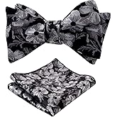 Alizeal Mens 2pcs Classic Floral Pattern Self-tied Bow Tie and Handkerchief Set