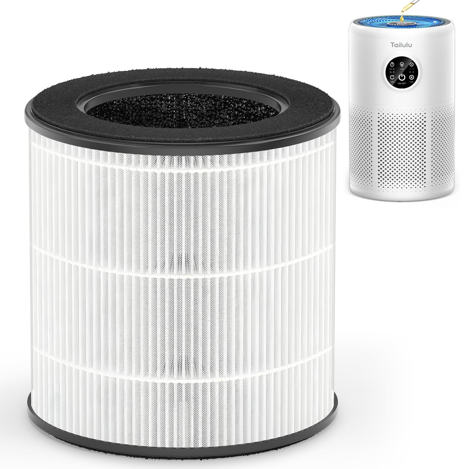Tailulu D10 Replacement Filte, Air Purifier Filter for Tailulu D10 Air Purifier, 3-in-1 H13 Grade True HEPA Replacement Filte, D10 Replacement Filter 1 Pack