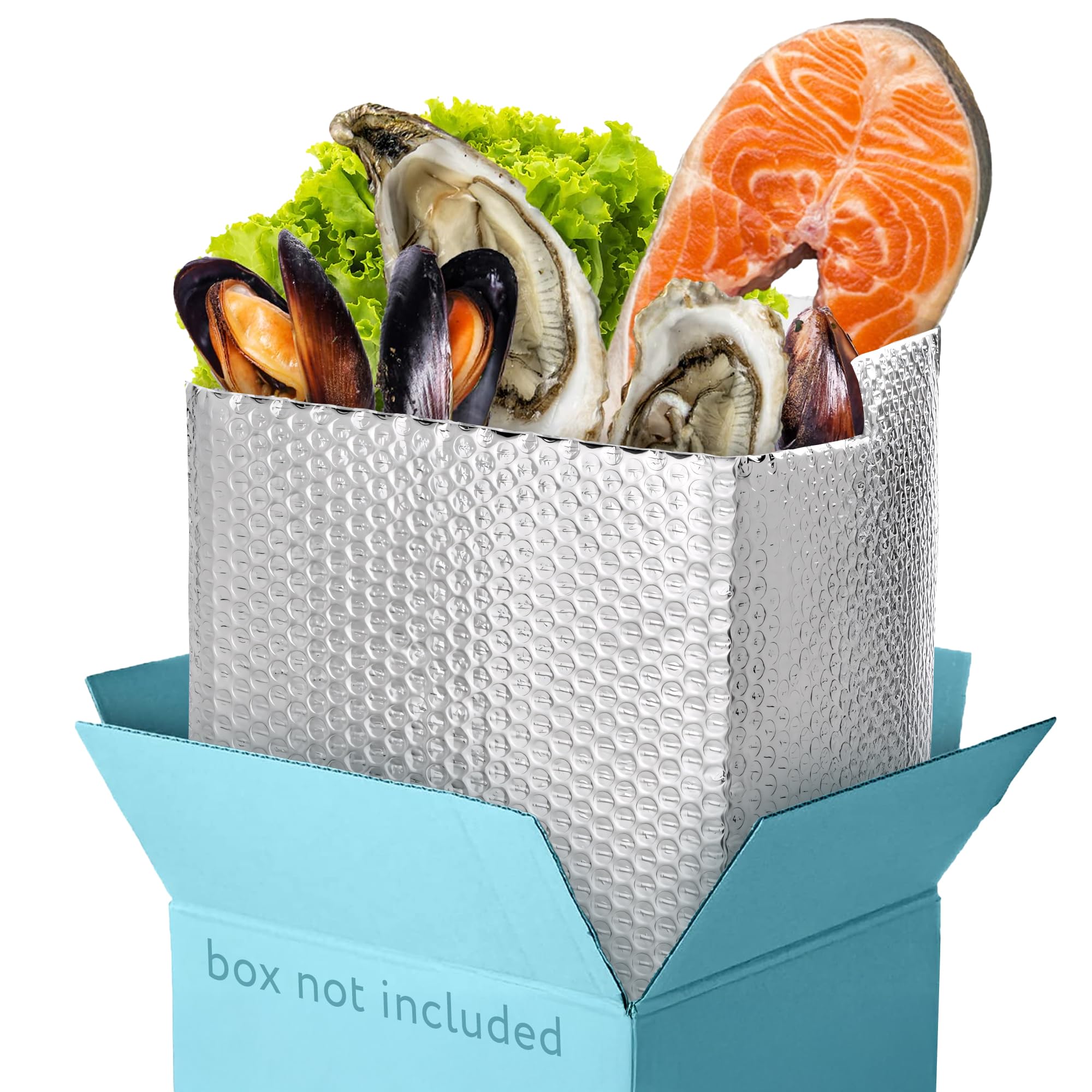 Photo 1 of Amiff Foil Insulated Box Liners, 8 x 8 x 8 Inches. 10 Pack Thermal Box Liners for Frozen Food. Leakproof Insulated Shipping Bags for Food. Self-Seal Thermal Insulation Bag with Gusseted Bottom