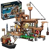RiceBlock Pirate Ship Building Toys, Pirate Wharf Themed City Store Building Bricks Sets for Boys Age 8-12, 573 Pieces