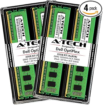 A Tech 32gb Max Ram Kit For Dell Optiplex 9010 7010 990 790 Mt Dt Sff 4 X 8gb Ddr3 1333mhz Pc3 Non Ecc Dimm Memory Upgrade At Amazon Com