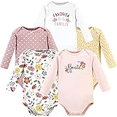 Hudson Baby baby-girls Cotton Long-sleeve Bodysuits 5-pack
