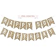 Pre-strung Happy 50th Birthday Banner - No DIY - Gold Glitter 50th Birthday Party Banner - Pre-strung Garland on 6 ft Strands - Gold Bday Party Decorations & Decor. Did We Mention No DIY