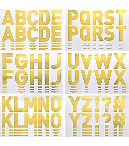 BINLINHONGO 70 Large Alphabet Stickers, 6 Sheets 3 Inches Self-Adhesive Vinyl Letter Sticker Decals For Mailbox, Doors, Trucks, Classroom Decor, Suitable For Indoor And Outdoor - Gold