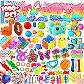 1000Pcs Fidget Toys Pack, Bulk Party Favors for Kids, Stocking Stuffers, Treasure Box Chest, Birthday Party, Classroom Carnival Prizes, Pinata Stuffers, Goodie Bag Stuffers, Stress Relief, Sensory Toy