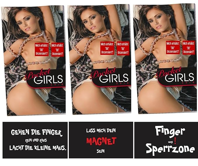 Erotik Taschenkalender erotischer Frauenkalender Pocket Kalender Pin Up 2018 + Magnete mit Sprüche 3 verschiedene
