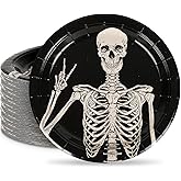 Halloween Paper Plates Disposable Spooky Smiling Skeleton Plates 9 Inch Decorative Dinner Tableware Dessert Plates for Holiday Party Decor Supplies, 24Pcs
