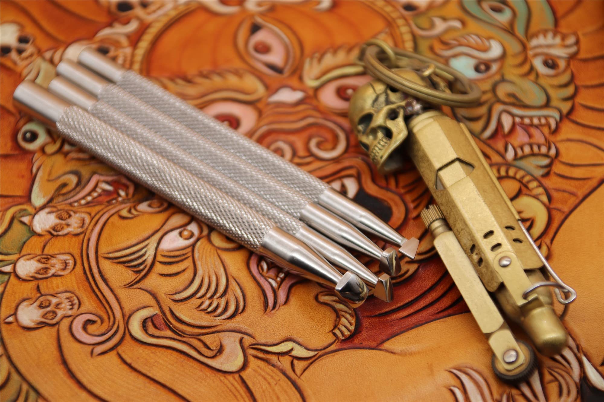 Leather Stamping Tool Beveling Undercut Beveler Stamps 304 Stainless Steel Carving DIY LeatherCrafts Tools (Full Set 4pcs (XS+S+M+L))