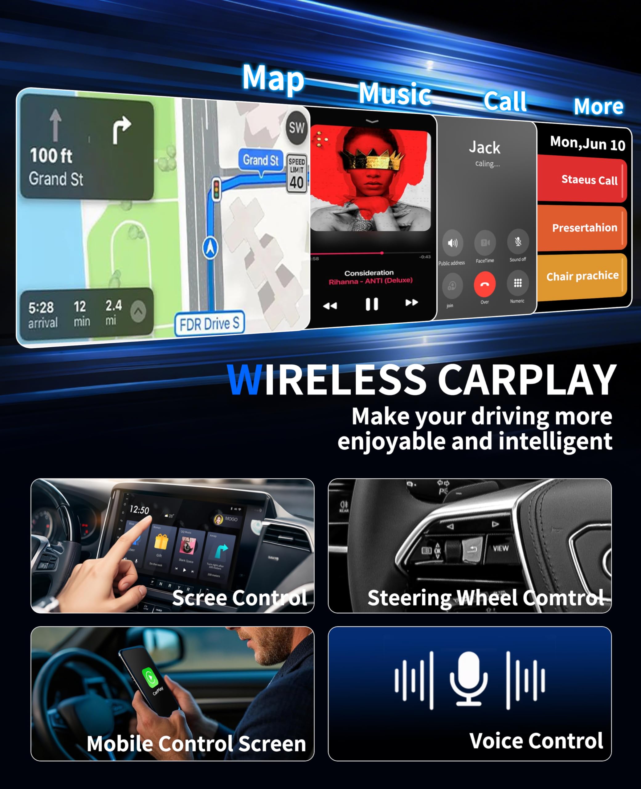 Wireless CarPlay Adapter, 2025 Upgraded 2-in-1 Mini Size CarPlay & Android Auto, Convert Wired to Wireless with USB & Type-C, Plug & Play, Stable Control & No Delay Car Play with iPhone & Android