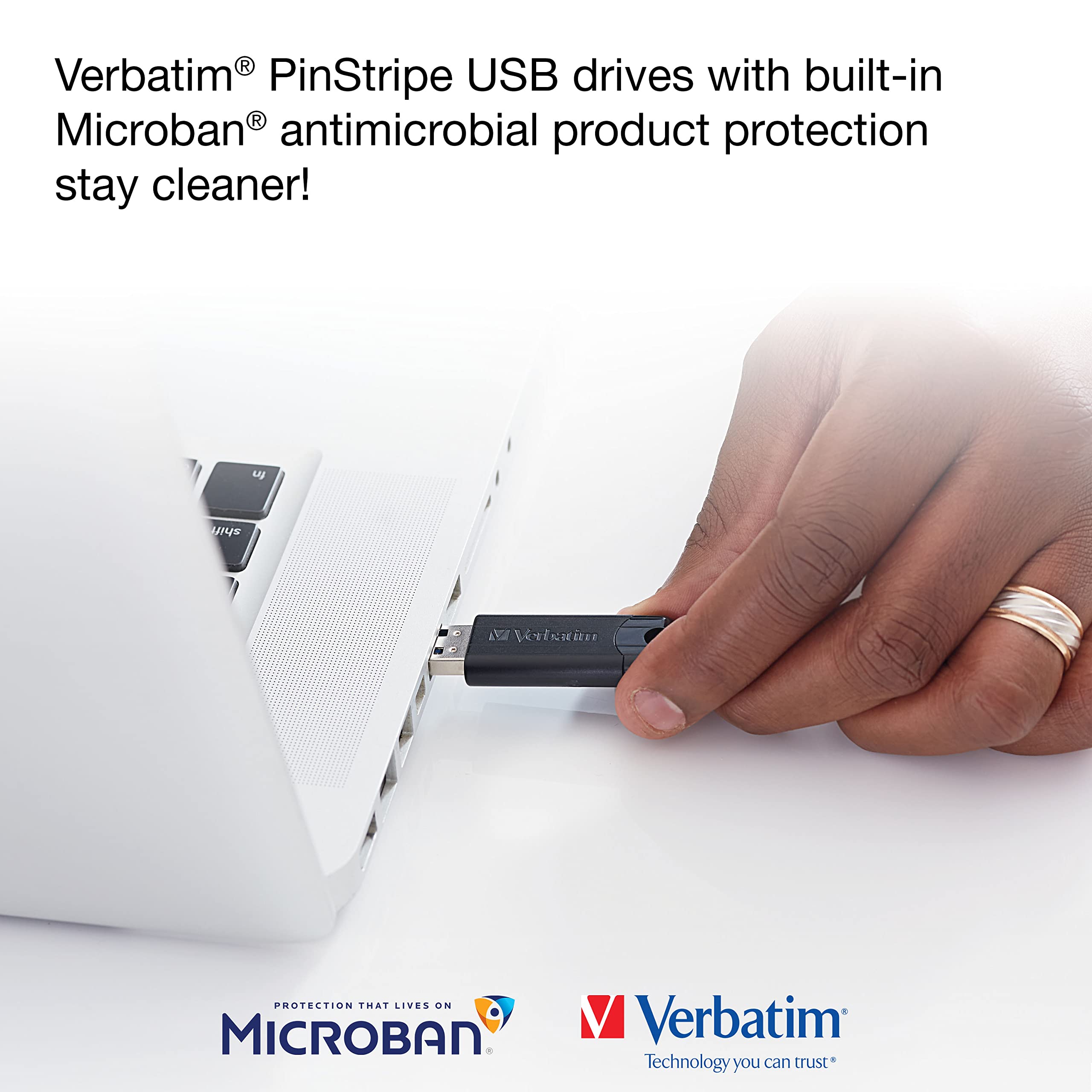 Verbatim 32GB Pinstripe USB 3.2 Gen 1 Flash Drive Retractable Thumb Drive - 10 Pack Black