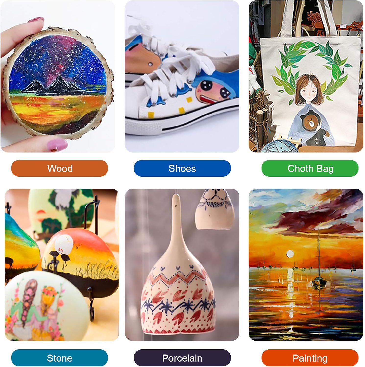 Miratuso Acrylic Paint Set 24 Colors with White Acrylic Paint Non Toxic Art Craft Paint Waterproof Painting Supplies for Rocks Canvas Glass Wood Gift for Kids Hobbyist Artist 0.5oz/15ml: Home Improvement