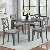 Harper &amp; Bright Designs Modern 5-Piece Wooden Dining Table Set for 4, Grey Square Kitchen Table &amp; 4 Upholstered Seating Chairs, Acacia/Birch Veneer, Space-Saving Design for Dining Room &amp; Small Spaces