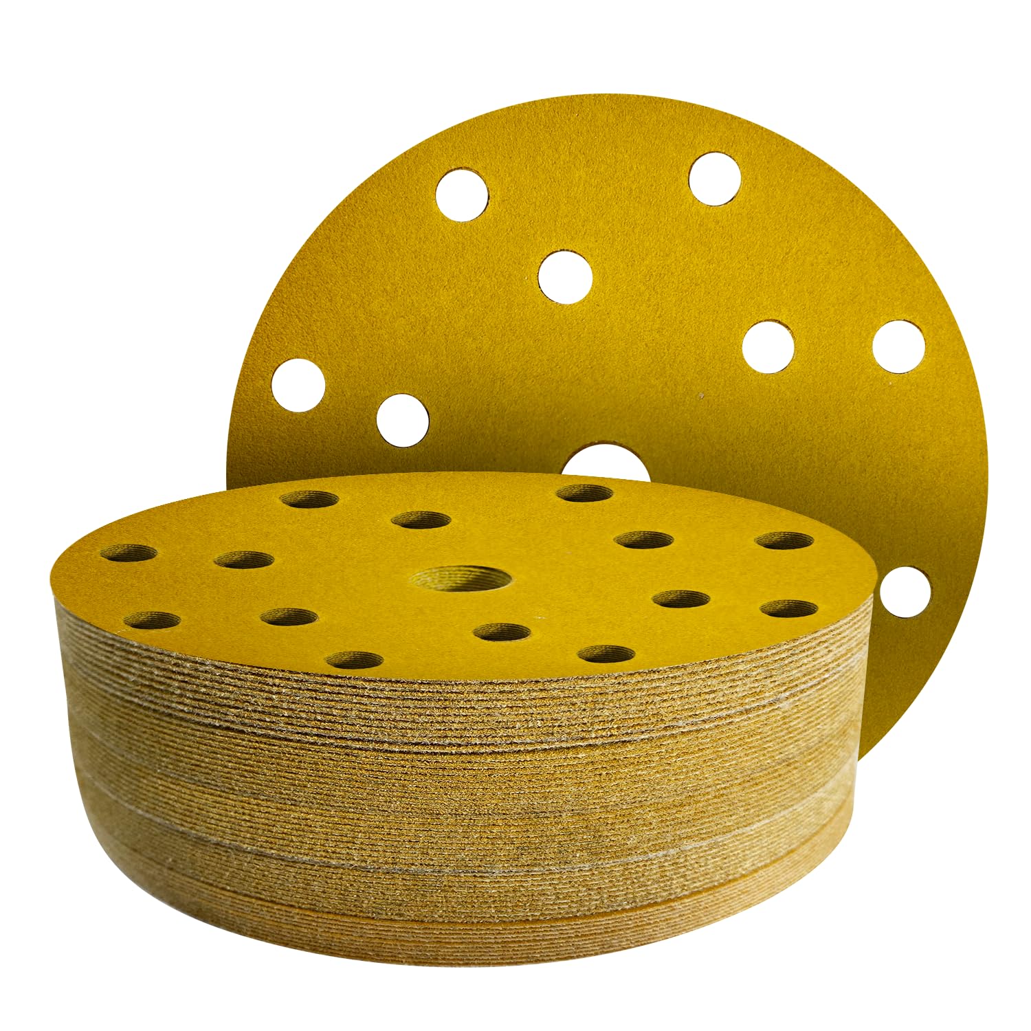 GZKTY 70Pcs 150mm Sanding Discs - Professional Grit 120 Sanding Discs - 15 Hole for Random Orbital Sander - Aluminium Oxide Abrasive Car Dry Sanding Sand
