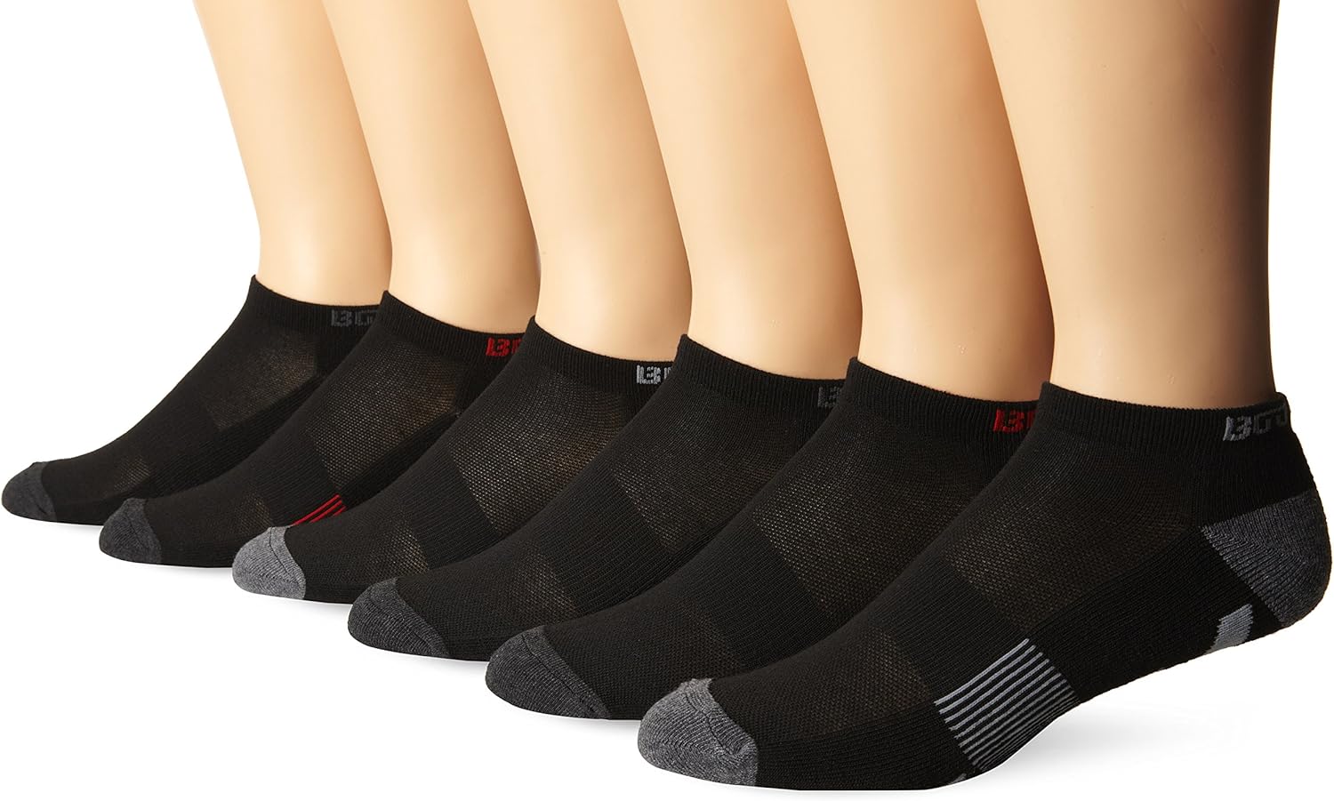 Body Glove Men's 6 Pack Arrow Footbed Low Cut Sock,Black,10