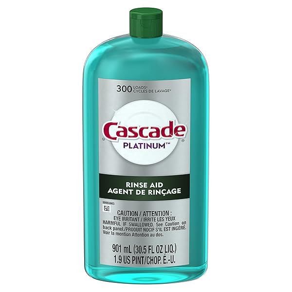 CASCADE RINSE AID PLATINUM, DISHWASHER RINSE AGENT, REGULAR SCENT, 30.5 OZ