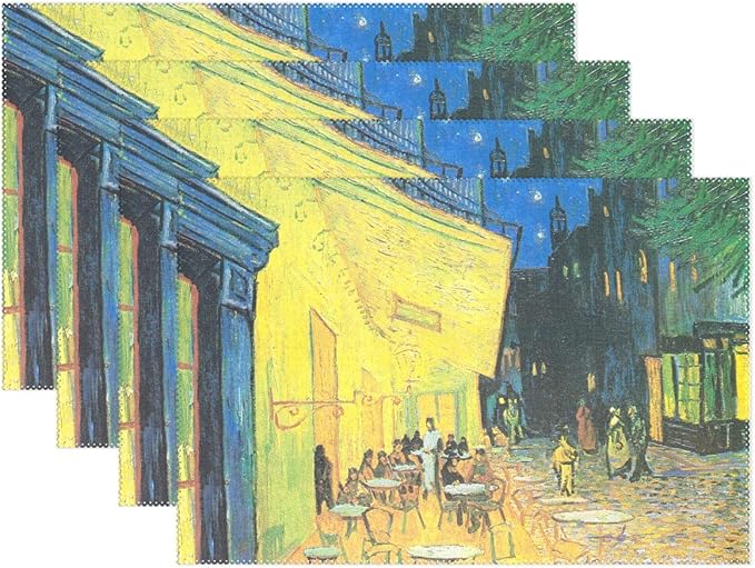 Cafe Terrace at Night by Vincent Van Gogh Placemats Set of 4 Heat