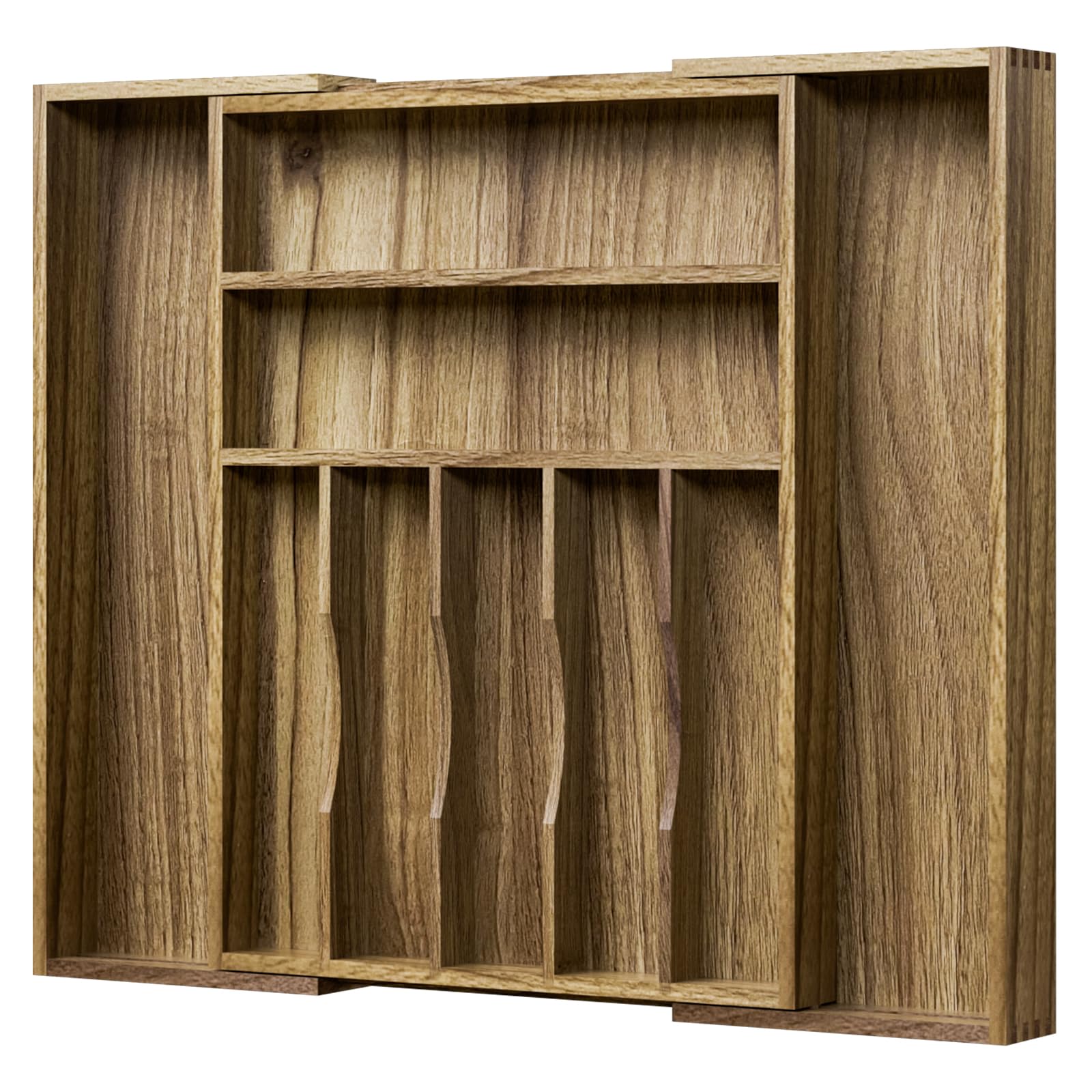 Photo 1 of Kiasthome Acacia Wood Kitchen Silverware Drawer Organizer, Expandable Utensil Cutlery Drawer Organizer with Dividers