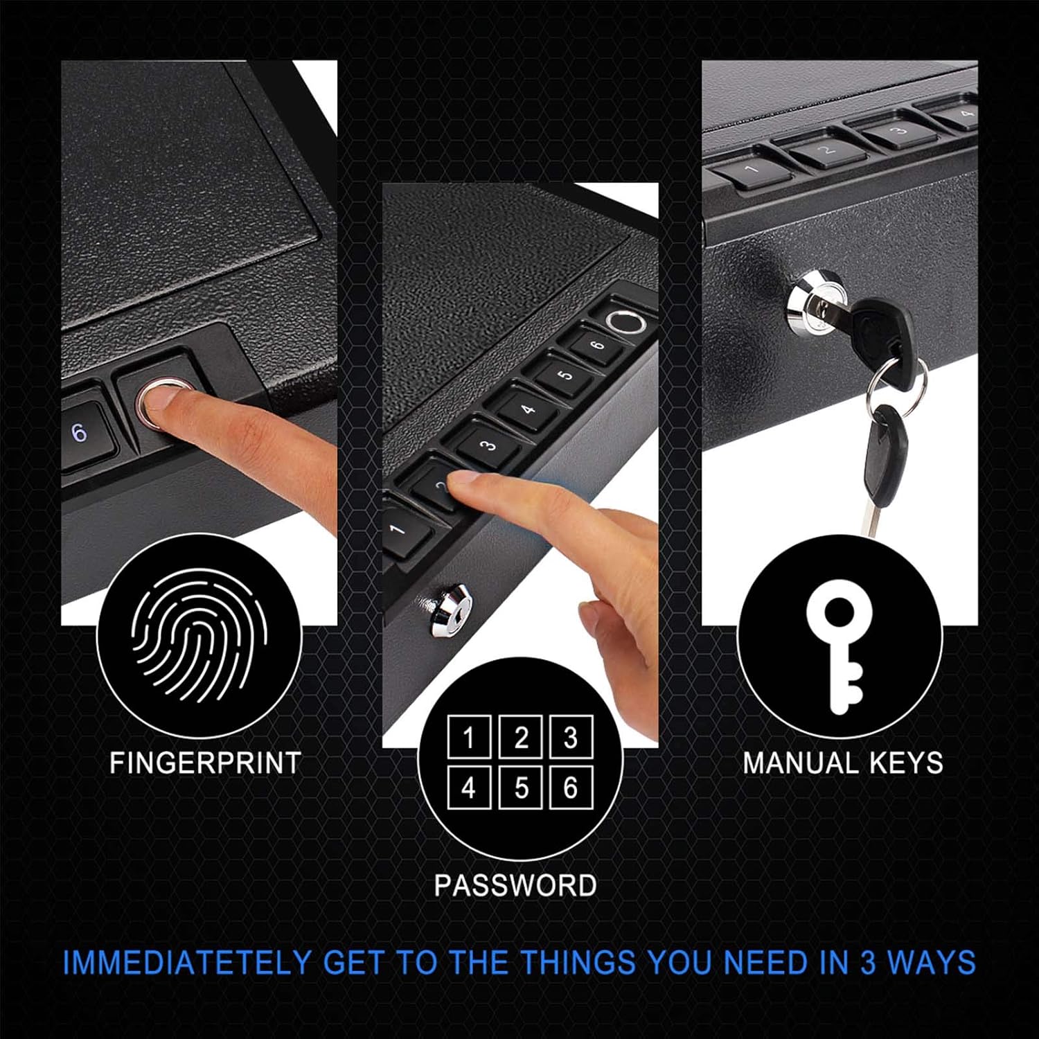 Biometric Gun Safe for Pistols, Quick Access Handgun Safe for Home, Fingerprint Hand Gun Safe Firearm Case Box - Upgraded Biometric/Keypad/Key Access,Silent Mode (Biometric Fingerprint Gun Safe): Home Improvement