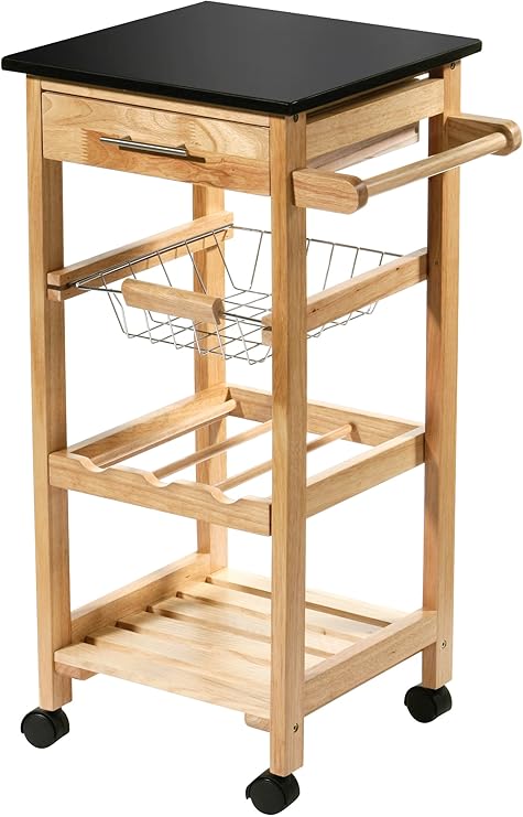 Amazon.de: Premier Housewares Küchenwagen aus Gummibaumholz 79x37x37 cm