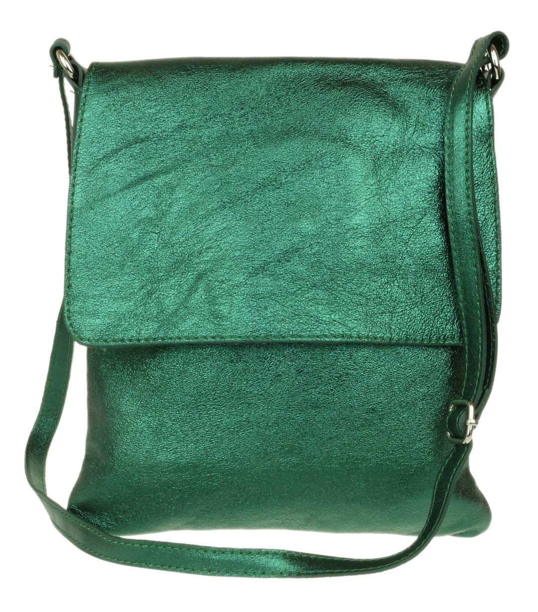 Girly Handbags Womens Crossbody Bag Small Shoulder Handbag with Adjustable Strap, Lightweight Everyday Travel Purse, Multi Pocket Ladies Bag (Metallic Green)