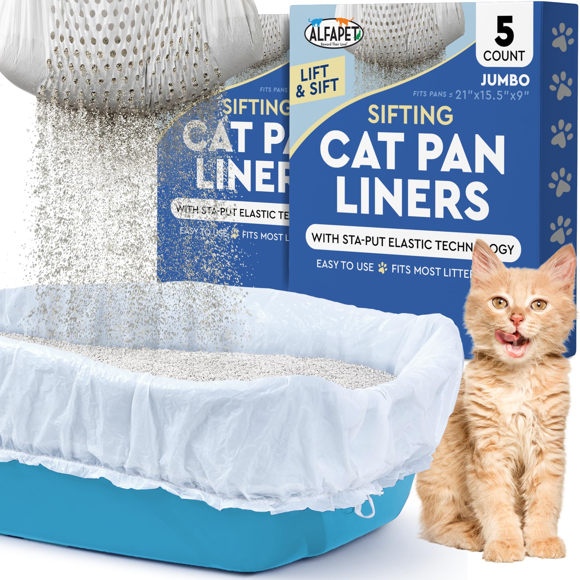 Alfapet Sifting Cat Litter Box Liners - Jumbo 10