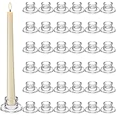 AceOrbit 36 Pcs Glass Taper Candlestick Holders Bulk Clear Short Tapered Candle Holders Candle Stick for Table Centerpiece Wedding Christmas Home Dining Party Advent Decor