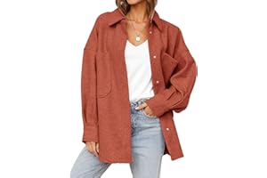 MEROKEETY Women's 2024 Fall Oversized Long Sleeve Shacket Jacket Button Down Wool Blend Coats with Pockets