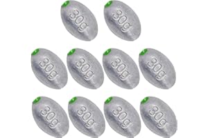 TKHDBF Egg Sinkers Bullet Fishing Weights Oval Shaped with Plastic Core Slip Sinkers for Catfish Fishing Casting Saltwater and Freshwater 1/5oz to 2oz