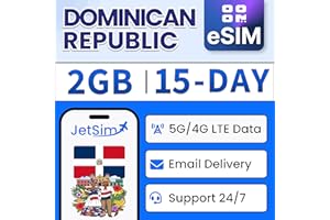 Dominican Republic Travel eSIM (15-Days), 2GB of High-Speed Data, Reliable Coverage, Mobile Hotspot, Compatible with iPhones 