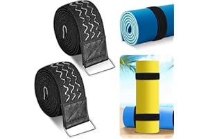 WINCEED 2Pcs 90 Inch Extra Long Floating Water Mat Straps, Water Pad Storage Straps with Anti-Slip Strips, Reusable Metal Buckle Nylon Cinch Straps for Most Water Pad Mats, Black