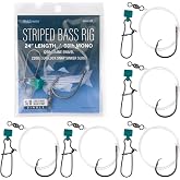 Xuov Striped Bass Rigs, 6-Pack, 6/0 Inline Circle Hook | 24" 50lb Mono Leader, Fish Finder Slider Rigs, Hand-Tied Saltwater Surf Fishing Tackle, 126lb Swivel &amp; 220lb Snap for Striper