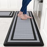 2PCS Kitchen Rugs Cushioned Anti-Fatigue Kitchen Mats Comfort Standing Mat | Waterproof and Non-Slip Kitchen Rug Set for Floor, Office, Sink, Laundry 17.3"&times;29"+17.3"&times;47",Black